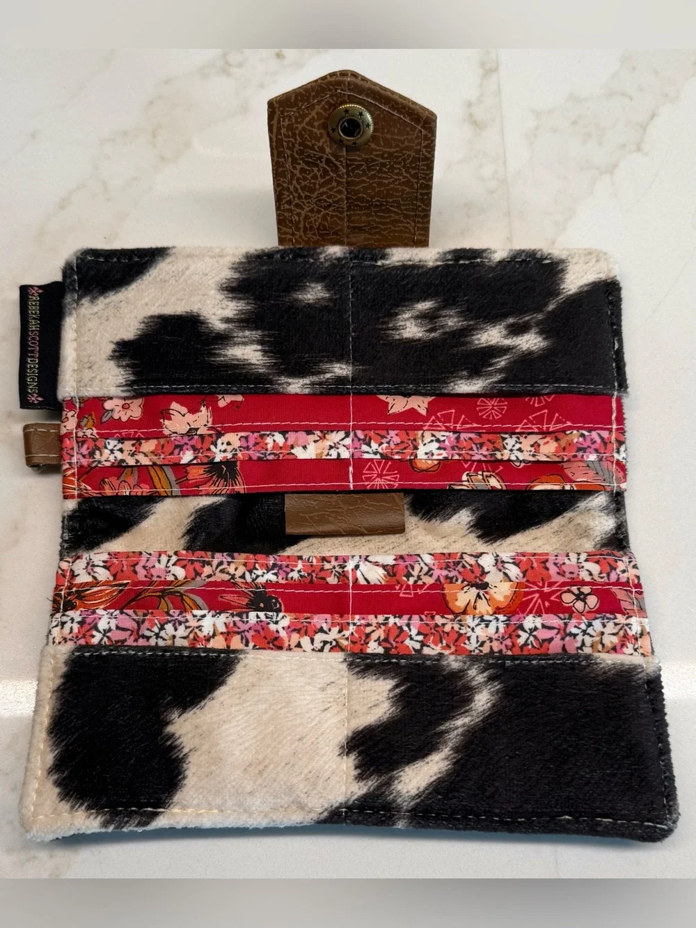 Rebekah Scott Designs Black Cowhide Wallet Caramel Ruby